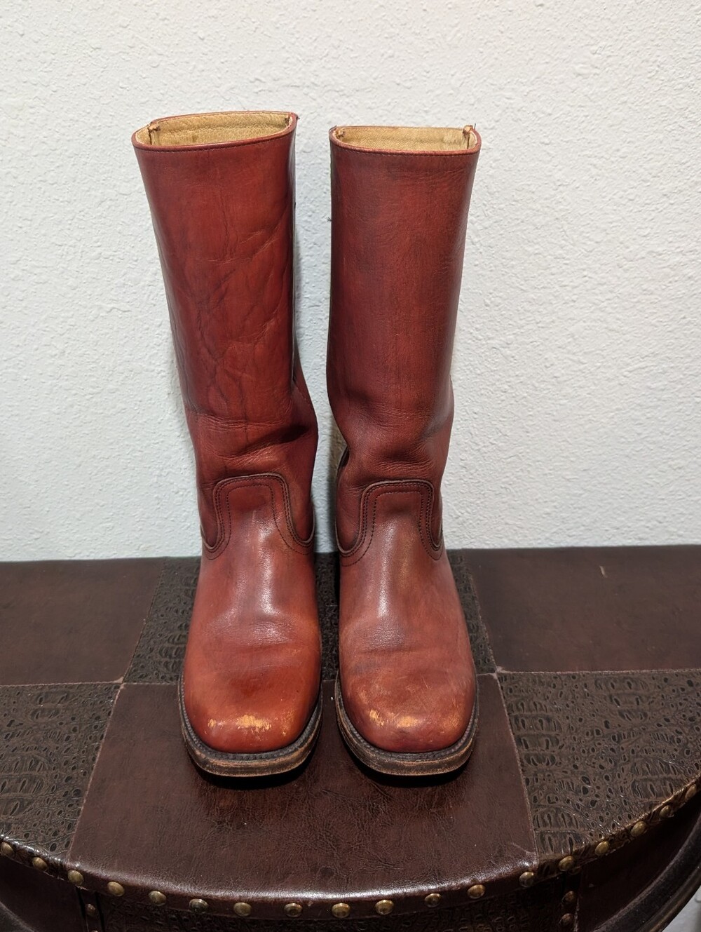 Vintage FRYE Campus Tall Leather Boots Brown Size 8 D Made in USA - Picture 11 of 16